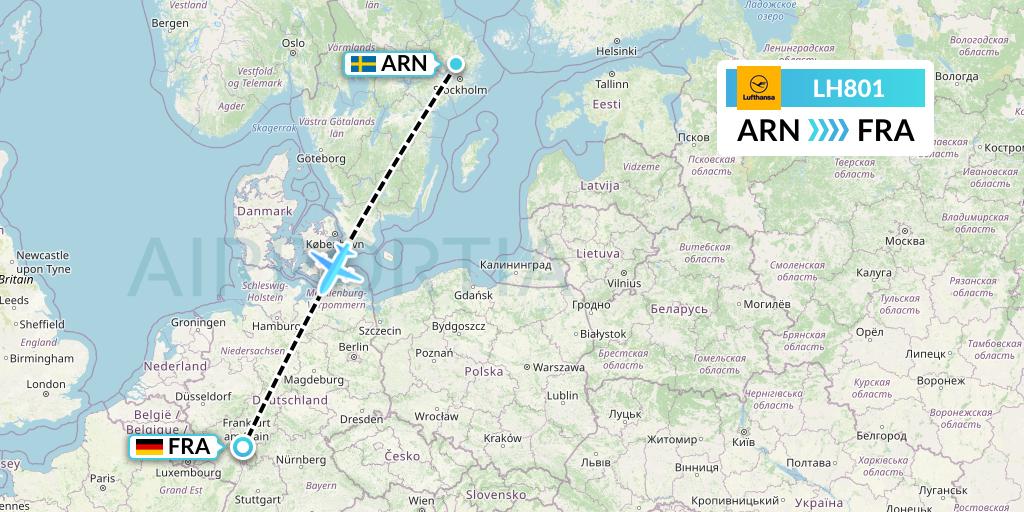 LH801 Lufthansa Flight Map: Stockholm to Frankfurt