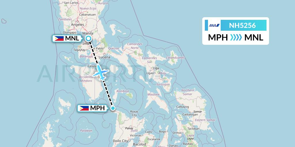 NH5256 All Nippon Airways Flight Map: Caticlan to Manila