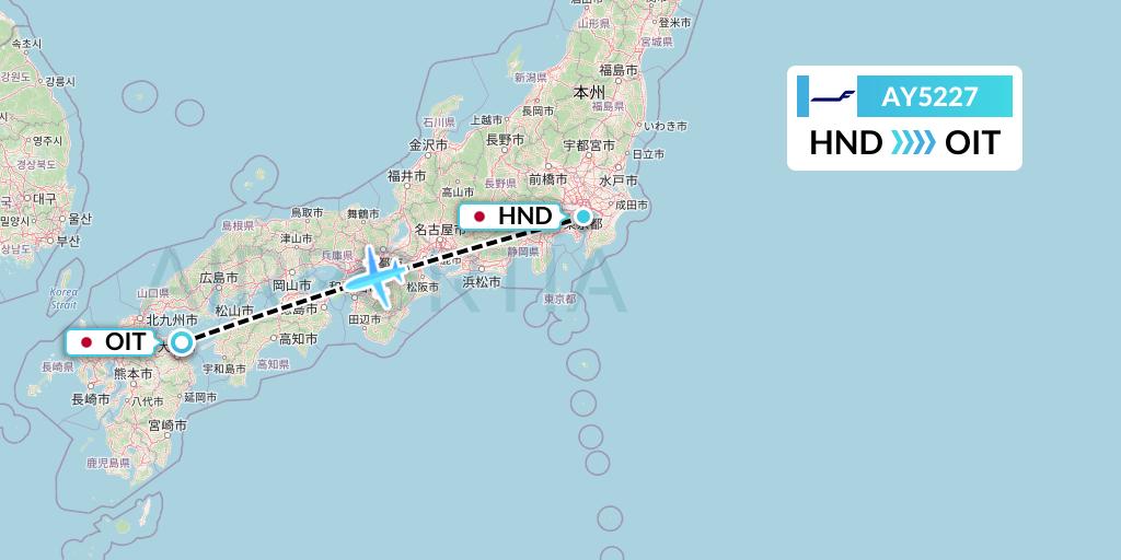 AY5227 Finnair Flight Map: Tokyo to Oita