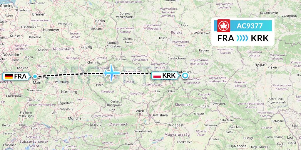 AC9377 Air Canada Flight Map: Frankfurt to Krakow