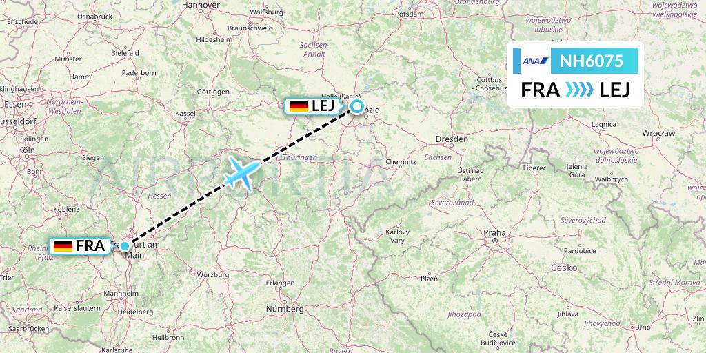 NH6075 All Nippon Airways Flight Map: Frankfurt to Leipzig