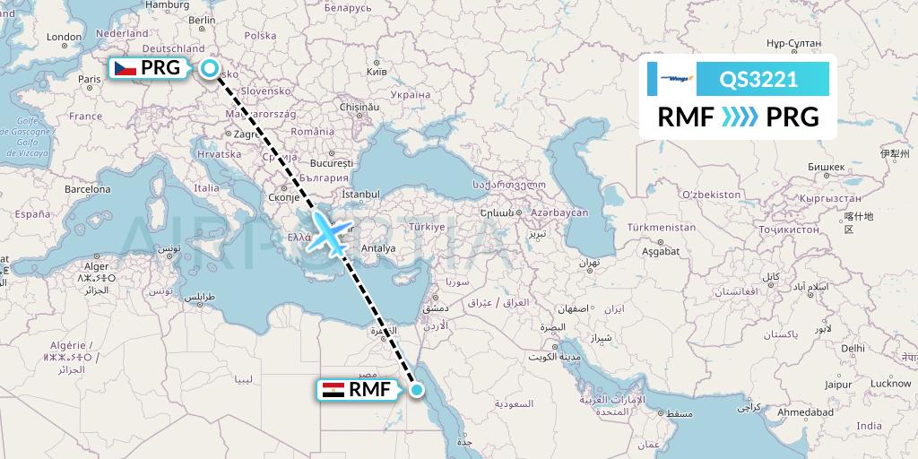 QS3221 Smartwings Flight Map: Marsa Alam to Prague