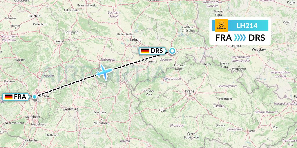 LH214 Lufthansa Flight Map: Frankfurt to Dresden