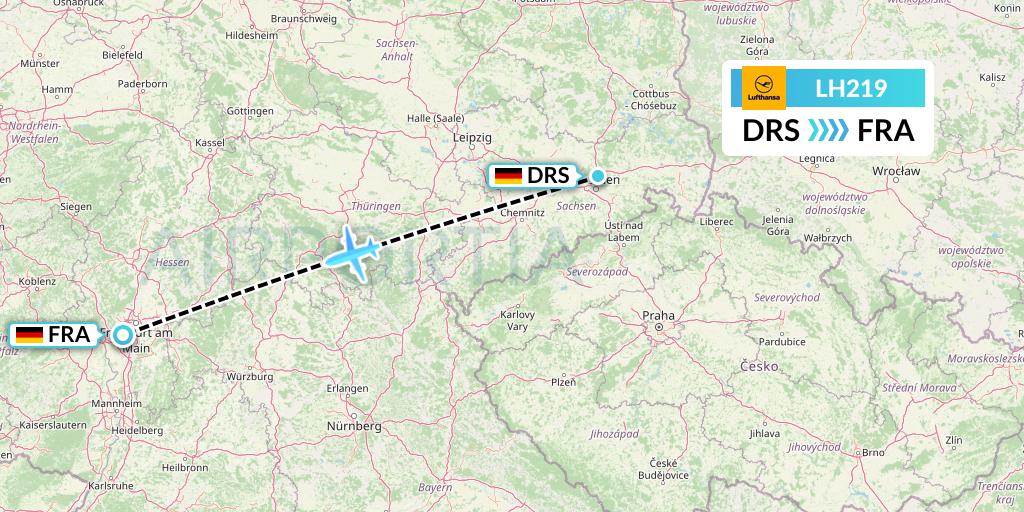 LH219 Lufthansa Flight Map: Dresden to Frankfurt