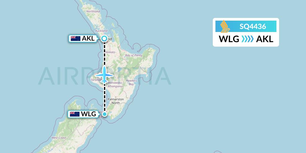 SQ4436 Singapore Airlines Flight Map: Wellington to Auckland