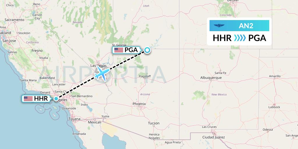 AN2 Advanced Air Flight Map: Hawthorne to Page