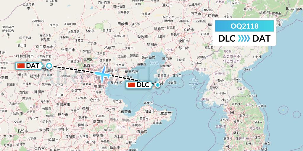 OQ2118 Chongqing Airlines Flight Map: Dalian to Datong