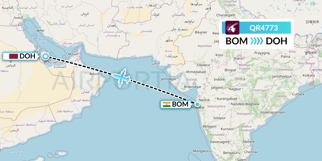 QR4773 Flight Status Qatar Airways Mumbai to Doha (QTR4773)