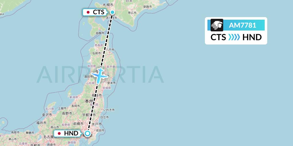 AM7781 Aeromexico Flight Map: Sapporo to Tokyo