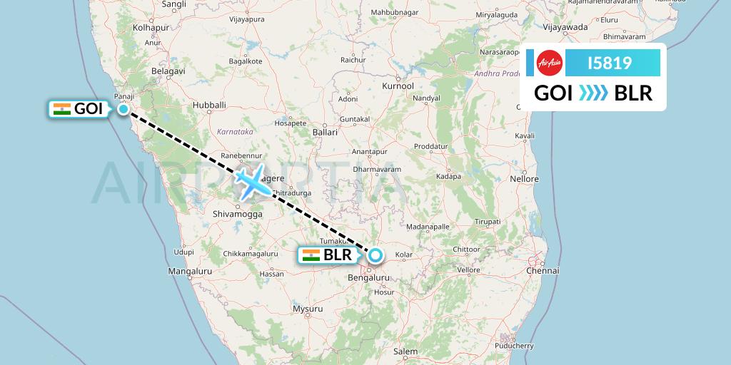 I5819 Flight Status AirAsia India Goa to Bangalore (IAD819)
