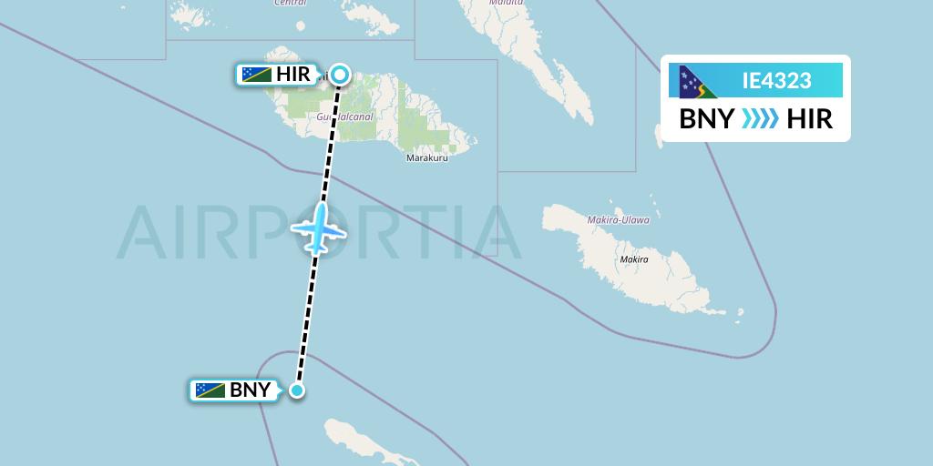 IE4323 Solomon Airlines Flight Map: Anua to Honiara