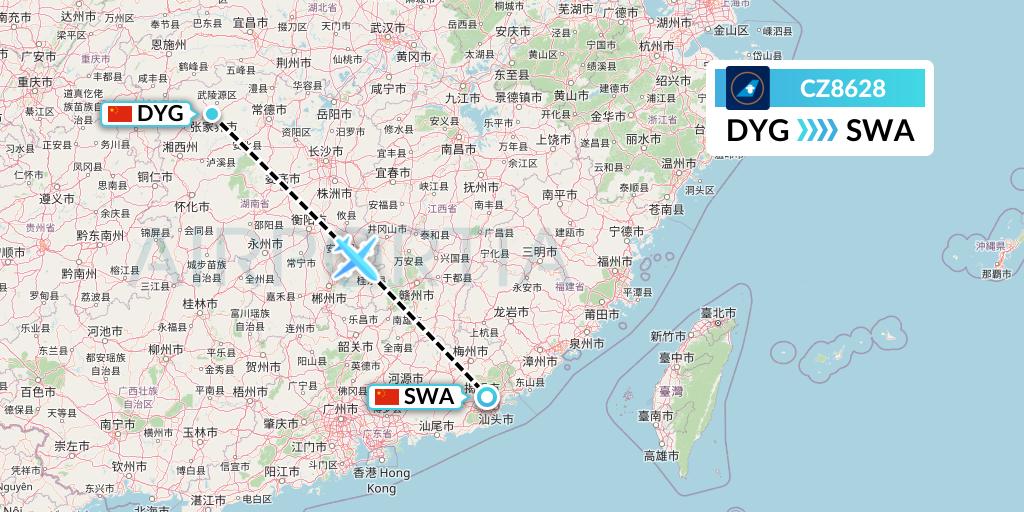 CZ8628 Flight Status China Southern Airlines: Dayong to Jieyang (CSN8628)