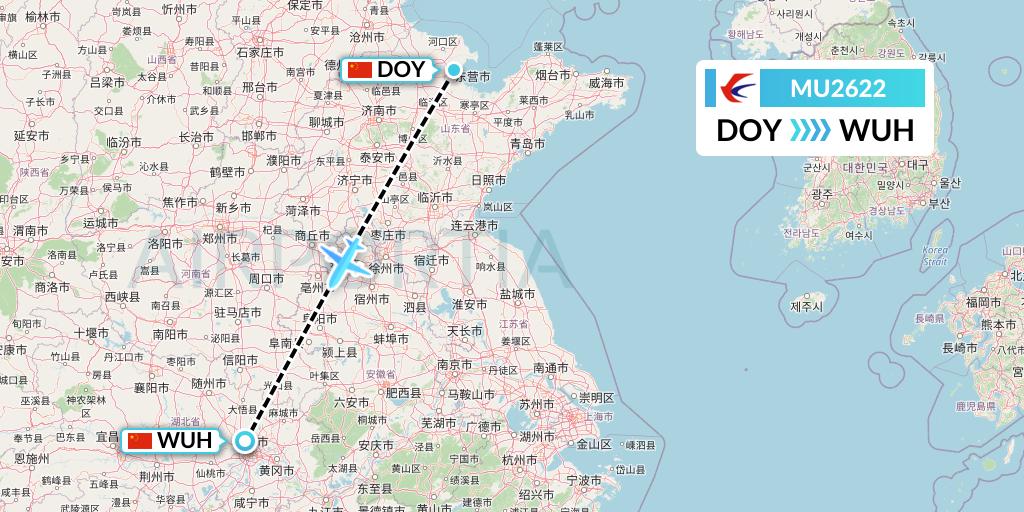 MU2622 China Eastern Airlines Flight Map: Dongying to Wuhan