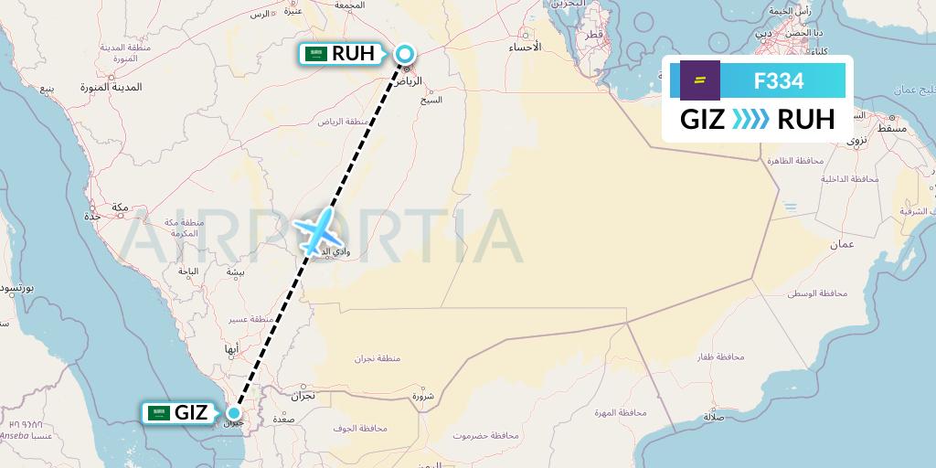 F334 flydeal Flight Map: Jizan to Riyadh