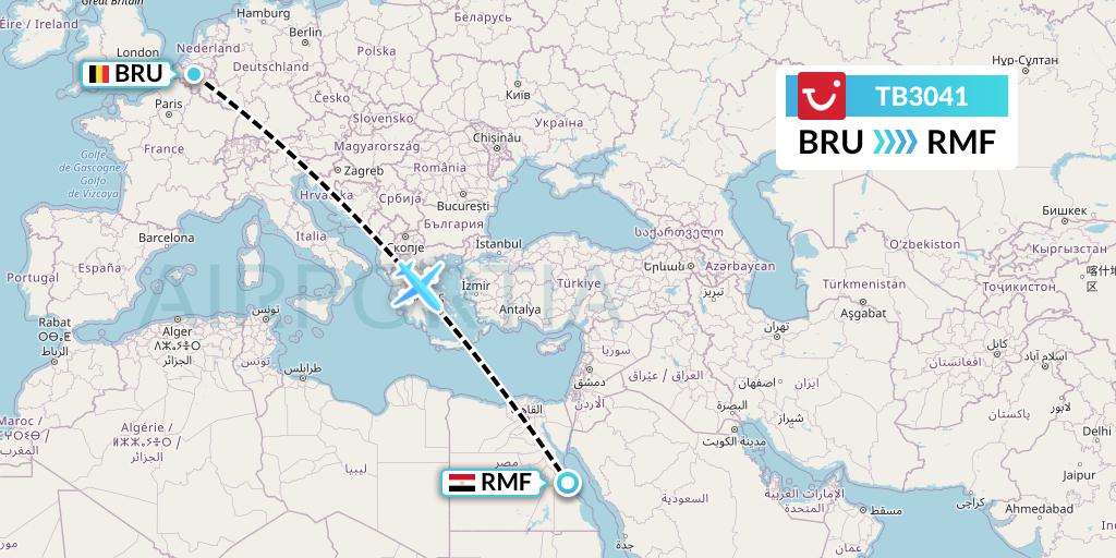 TB3041 TUI fly Belgium Flight Map: Brussels to Marsa Alam