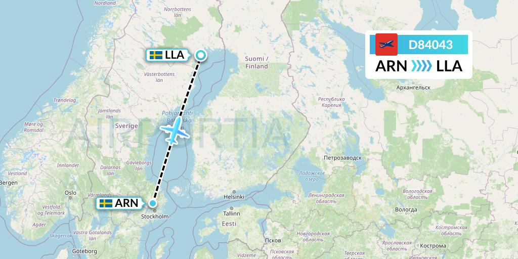 D84043 Norwegian Air International Flight Map: Stockholm to Lulea