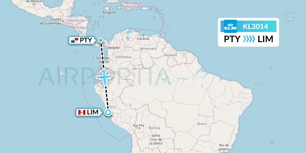 KL3014 KLM Flight Map: Panama City to Lima