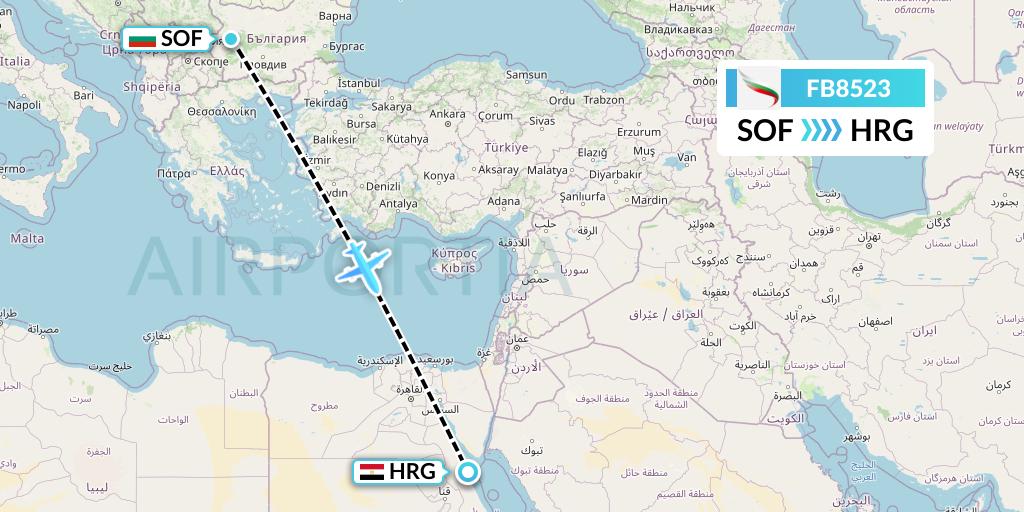 FB8523 Bulgaria Air Flight Map: Sofia to Hurghada