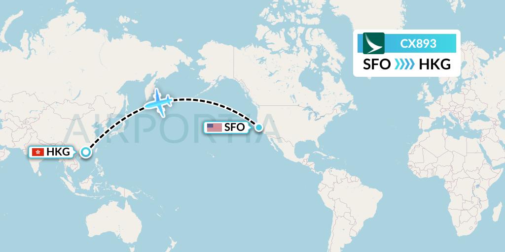 CX893 Cathay Pacific Flight Map: San Francisco to Hong Kong