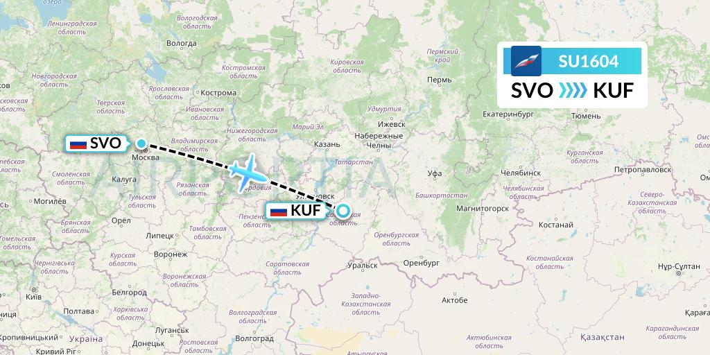 SU1604 Aeroflot Flight Map: Moscow to Samara