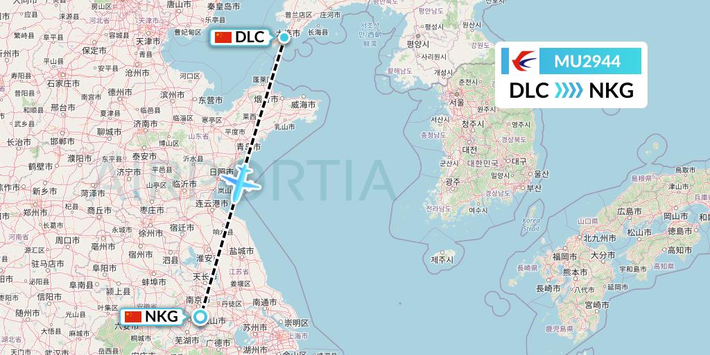 MU2944 China Eastern Airlines Flight Map: Dalian to Nanjing
