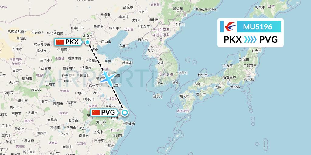 MU5196 China Eastern Airlines Flight Map: Beijing to Shanghai