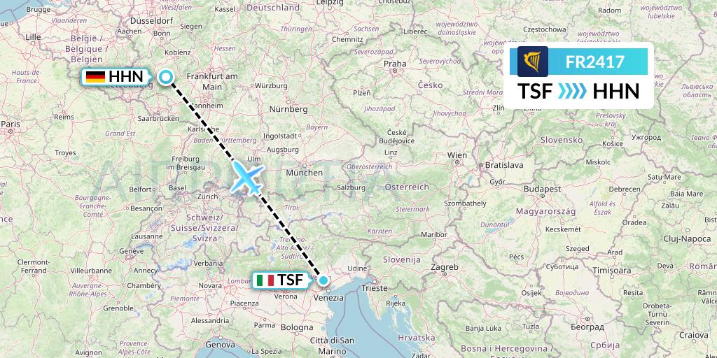 FR2417 Ryanair Flight Map: Treviso to Hahn