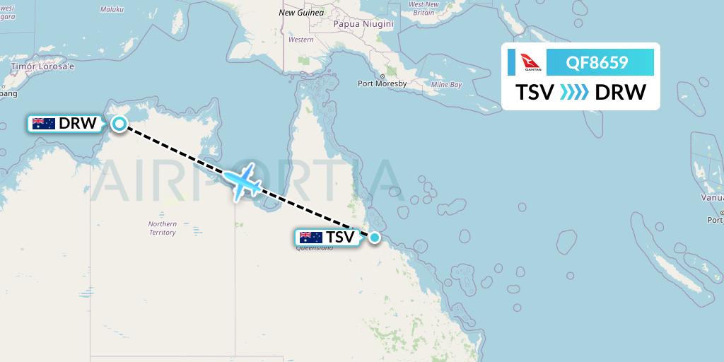 QF8659 Qantas Flight Map: Townsville to Darwin
