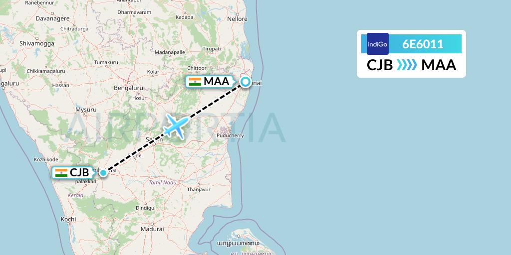 flight travel time from coimbatore to chennai