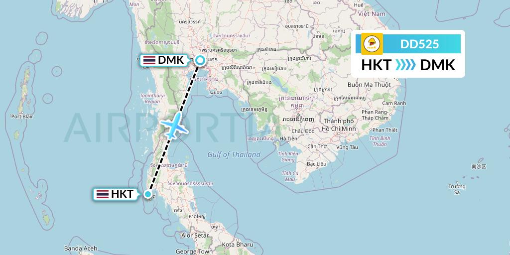DD525 Nok Air Flight Map: Phuket to Bangkok