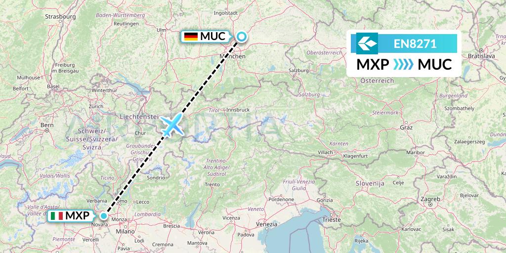 EN8271 Air Dolomiti Flight Map: Milan to Munich