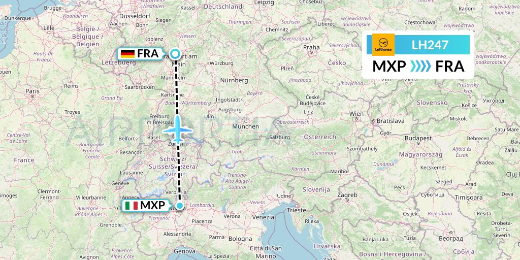 LH247 Lufthansa Flight Map: Milan to Frankfurt