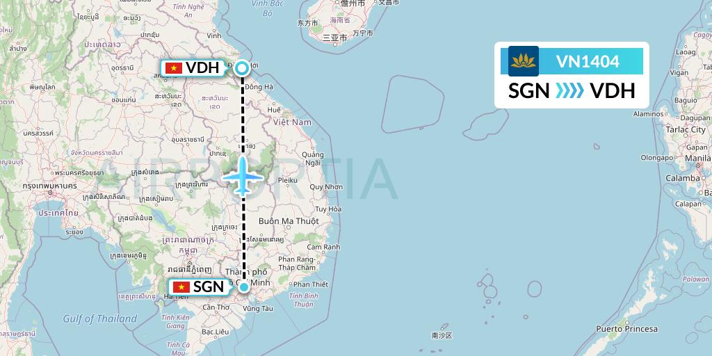 VN1404 Vietnam Airlines Flight Map: Ho Chi Minh City to Dong Hoi