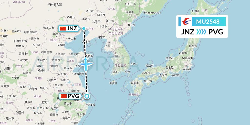 MU2548 China Eastern Airlines Flight Map: Jinzhou to Shanghai