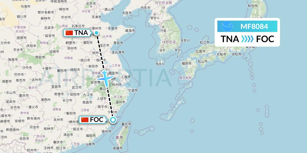 MF8084 Xiamen Airlines Flight Map: Jinan to Fuzhou