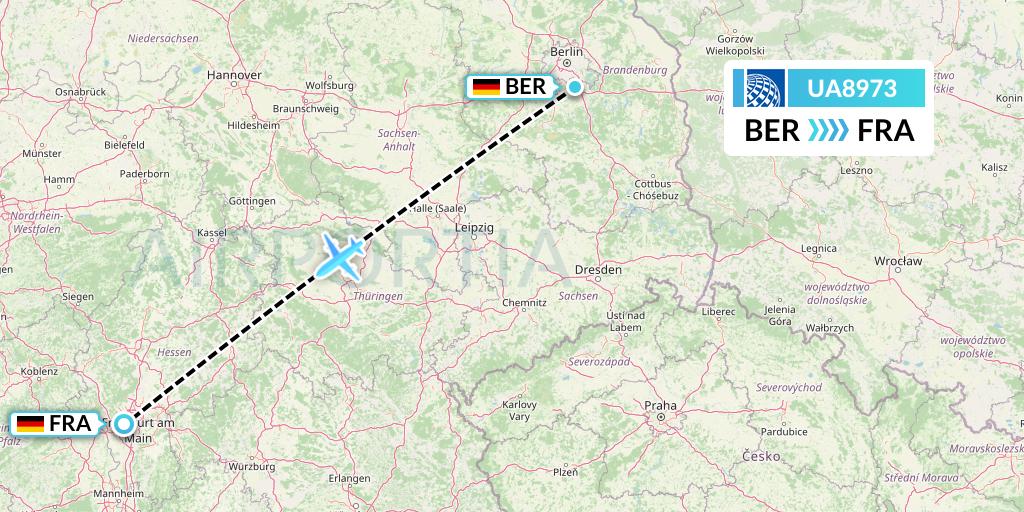 UA8973 United Airlines Flight Map: Berlin to Frankfurt