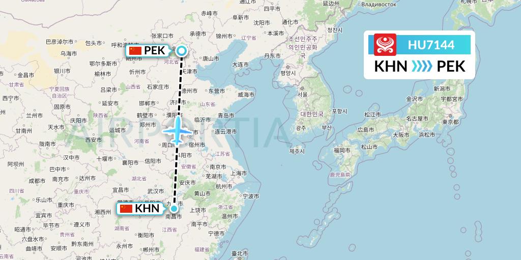 HU7144 Hainan Airlines Flight Map: Nanchang to Beijing