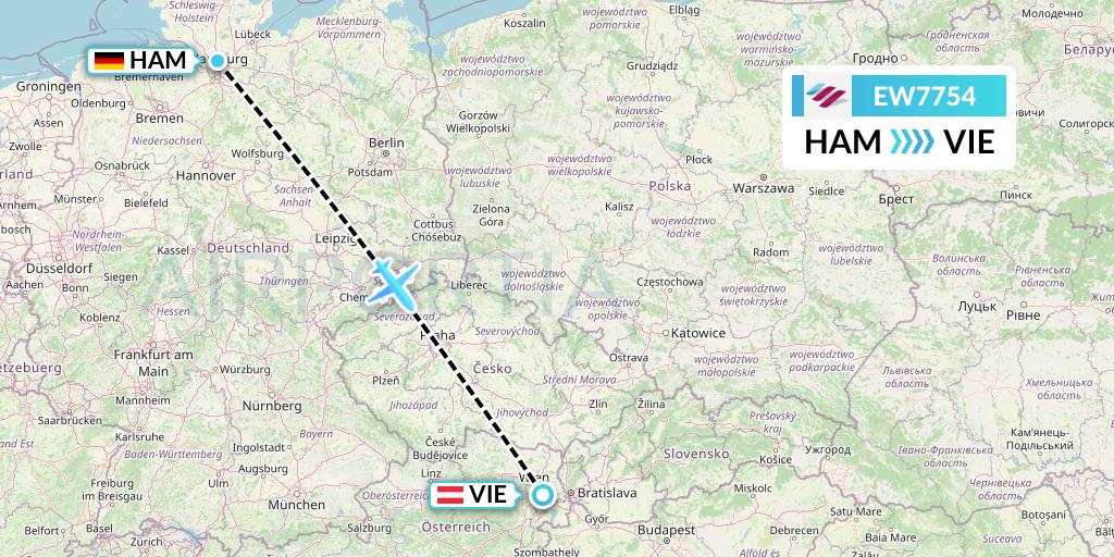 EW7754 Eurowings Flight Map: Hamburg to Vienna