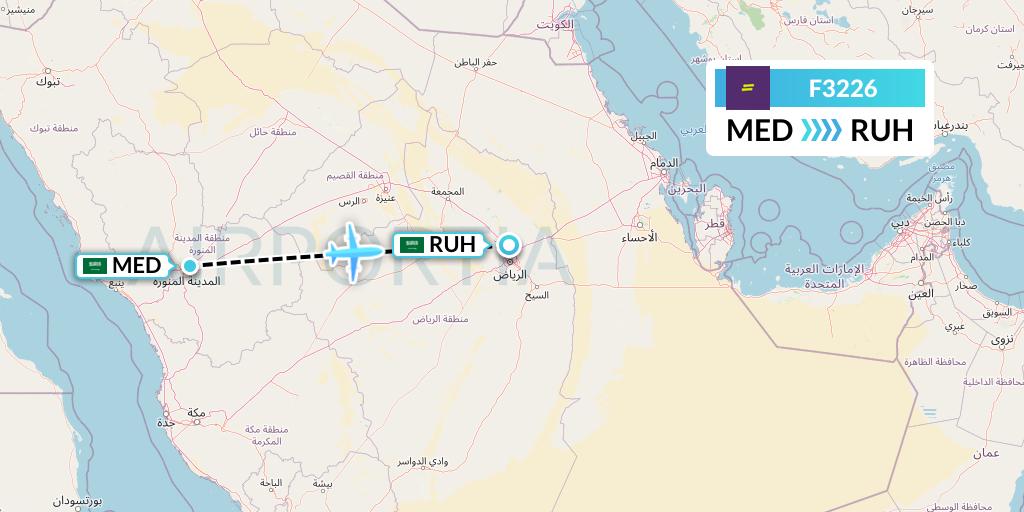 F3226 flydeal Flight Map: Medina to Riyadh