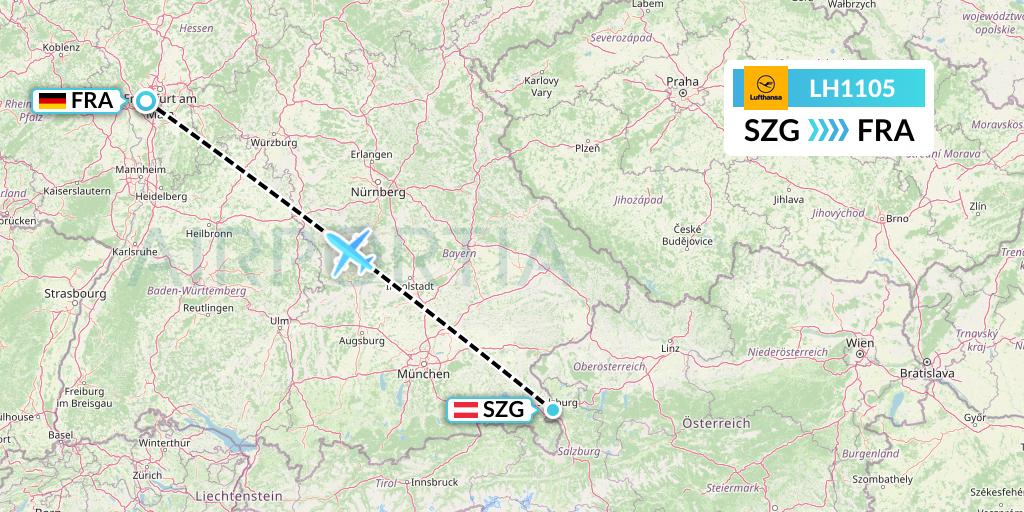 LH1105 Lufthansa Flight Map: Salzburg to Frankfurt