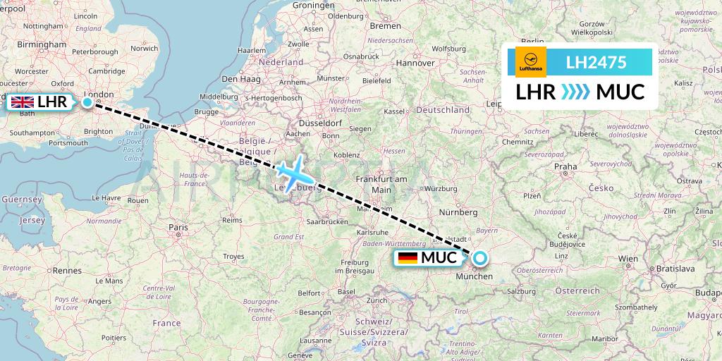 LH2475 Lufthansa Flight Map: London to Munich