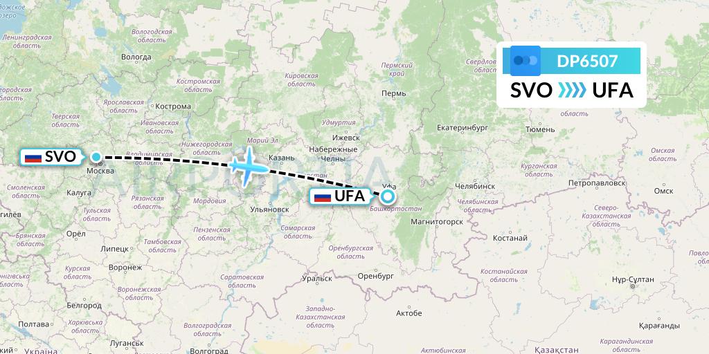 DP6507 Pobeda Flight Map: Moscow to Ufa