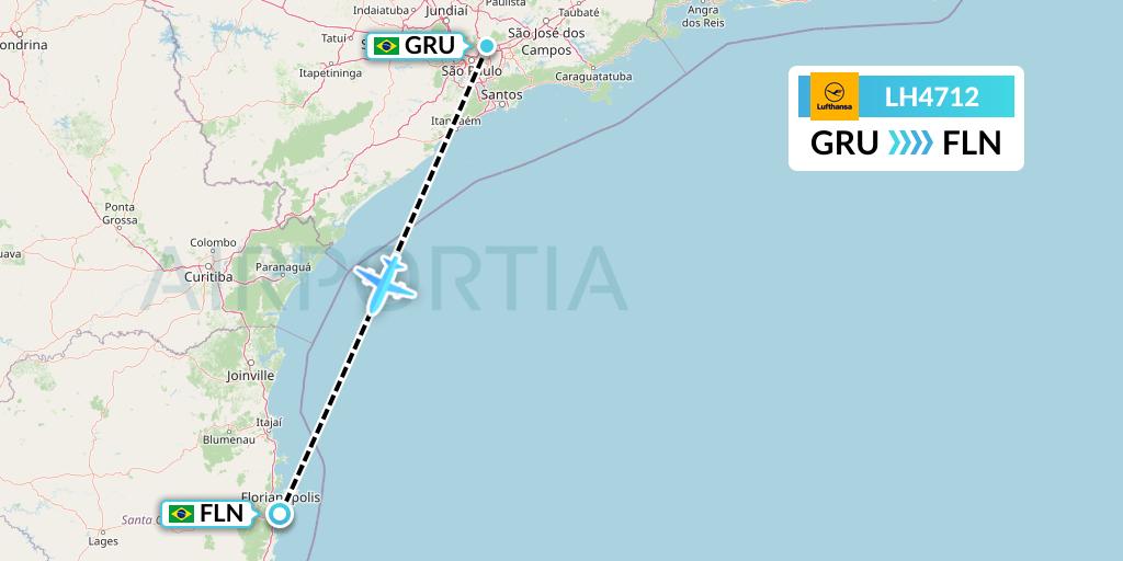 LH4712 Lufthansa Flight Map: Sao Paulo to Florianopolis