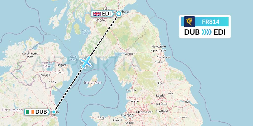 FR814 Ryanair Flight Map: Dublin to Edinburgh