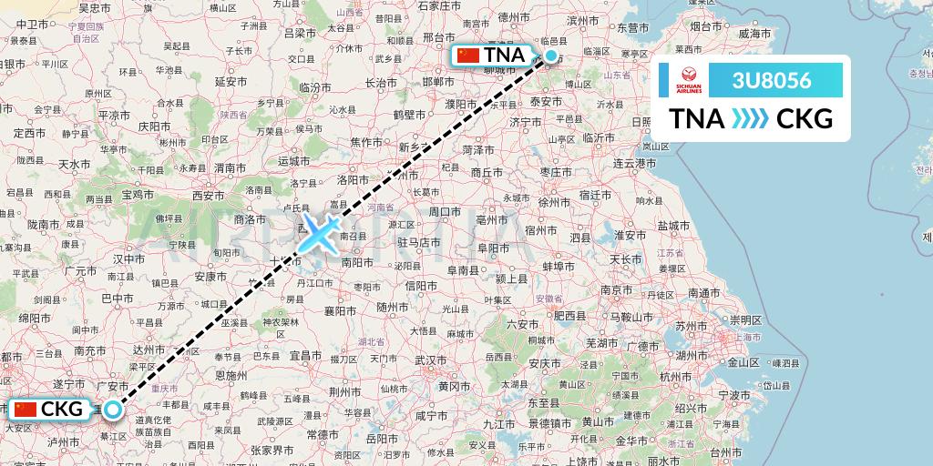 3U8056 Sichuan Airlines Flight Map: Jinan to Chongqing