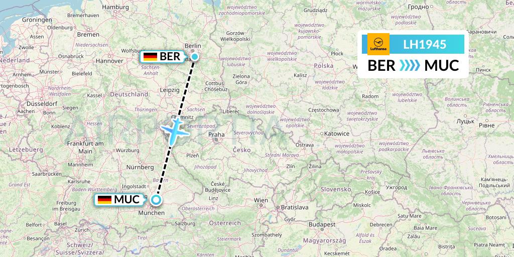 LH1945 Lufthansa Flight Map: Berlin to Munich