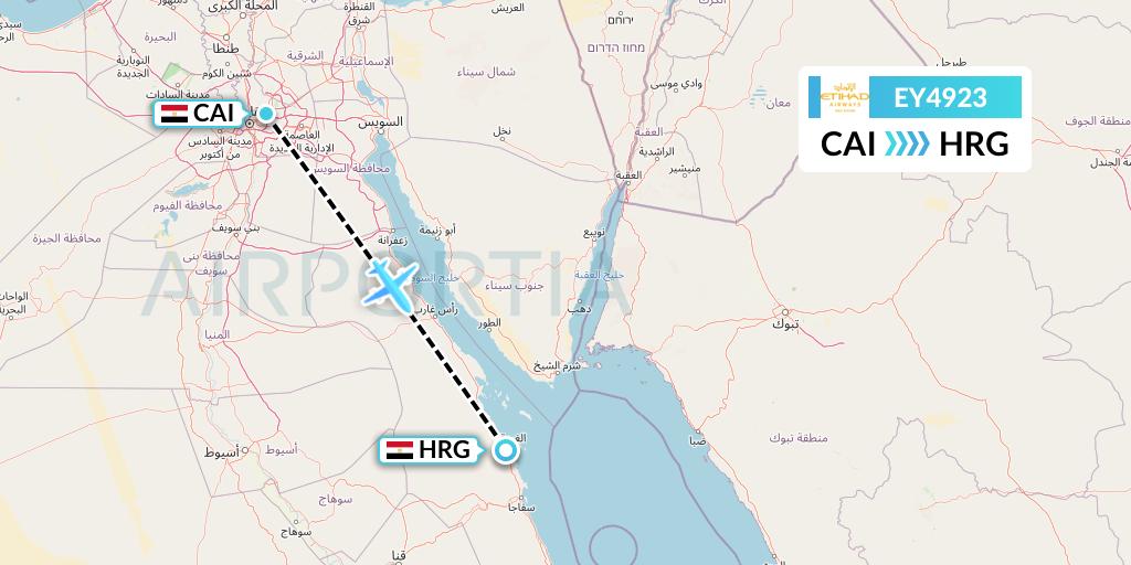 EY4923 Etihad Airways Flight Map: Cairo to Hurghada