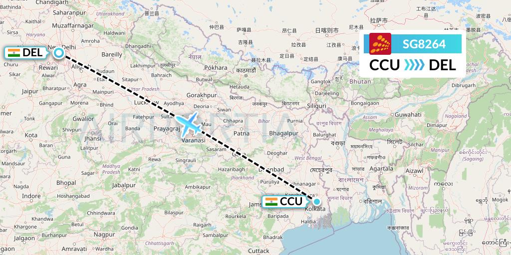 SG8264 Flight Status SpiceJet Kolkata to Delhi (SEJ8264)