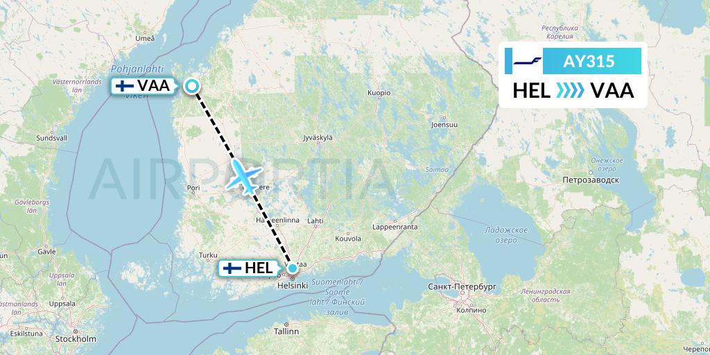 AY315 Finnair Flight Map: Helsinki to Vaasa