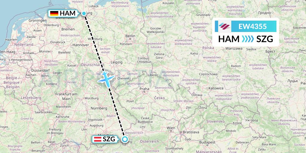 EW4355 Eurowings Flight Map: Hamburg to Salzburg